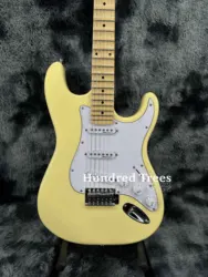 Yellow electric guitar cream maple wood white pickup 3s pickup -