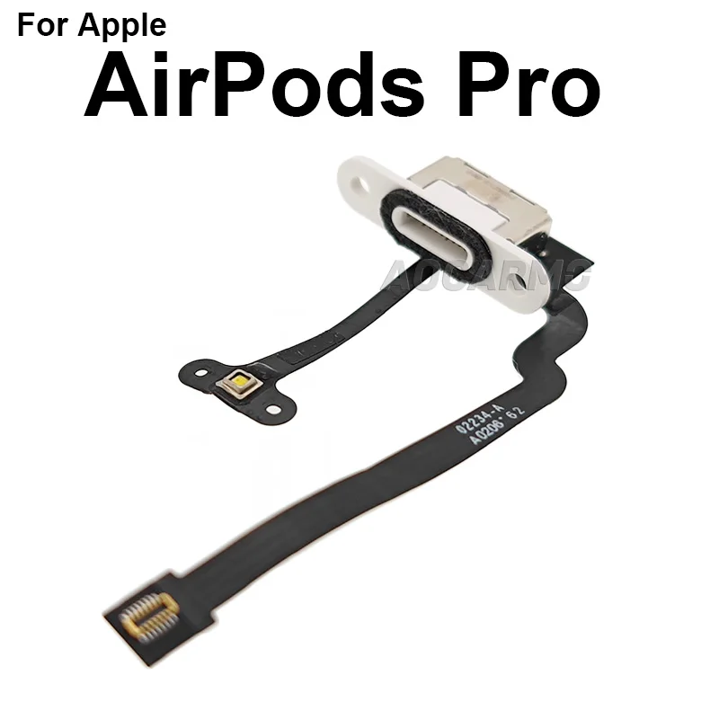 Aocarmo For Apple AirPods 1 2 3 Pro A2190 Earphone Battery Compartment Charging Port Charger Dock Lightning Interface Connector