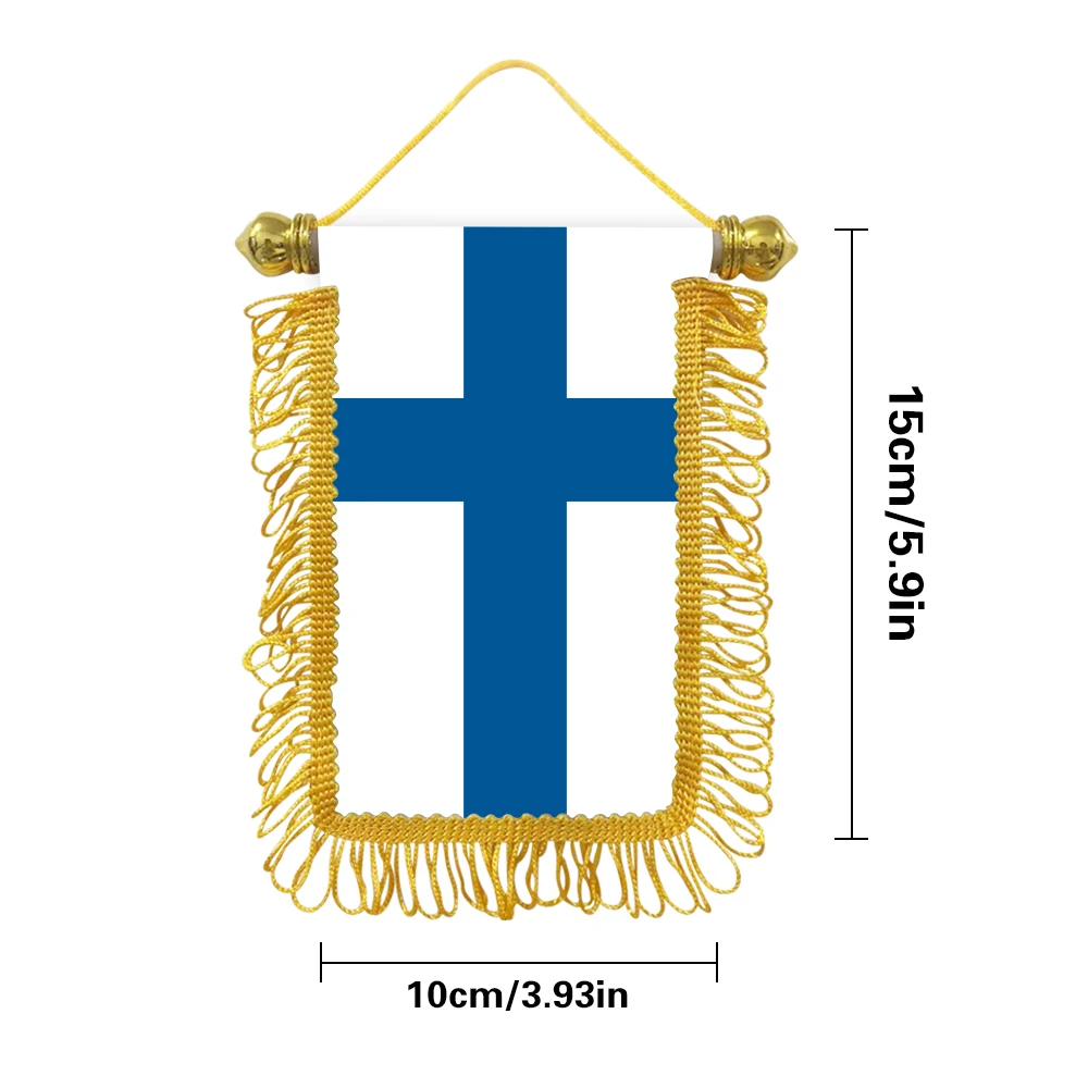 Finland small hanging flag 10x15cm triangular flag car decoration hanging flag double-sided pattern with suction cup