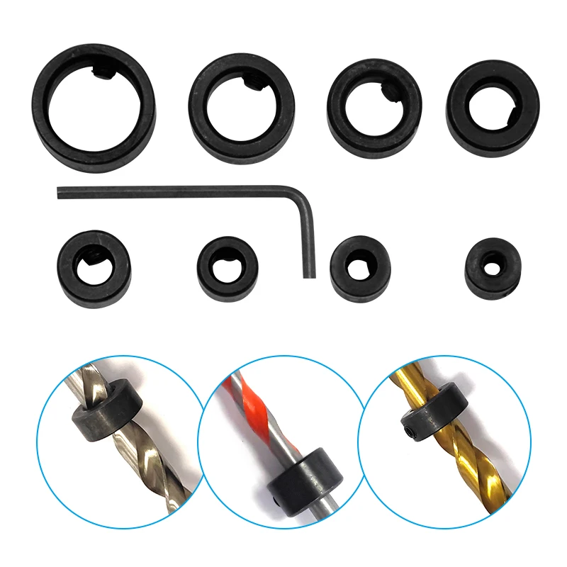 3-16mm drill bit limit ring small wrench round woodworking screw clamp positioning adjustment tool accessory set view 4