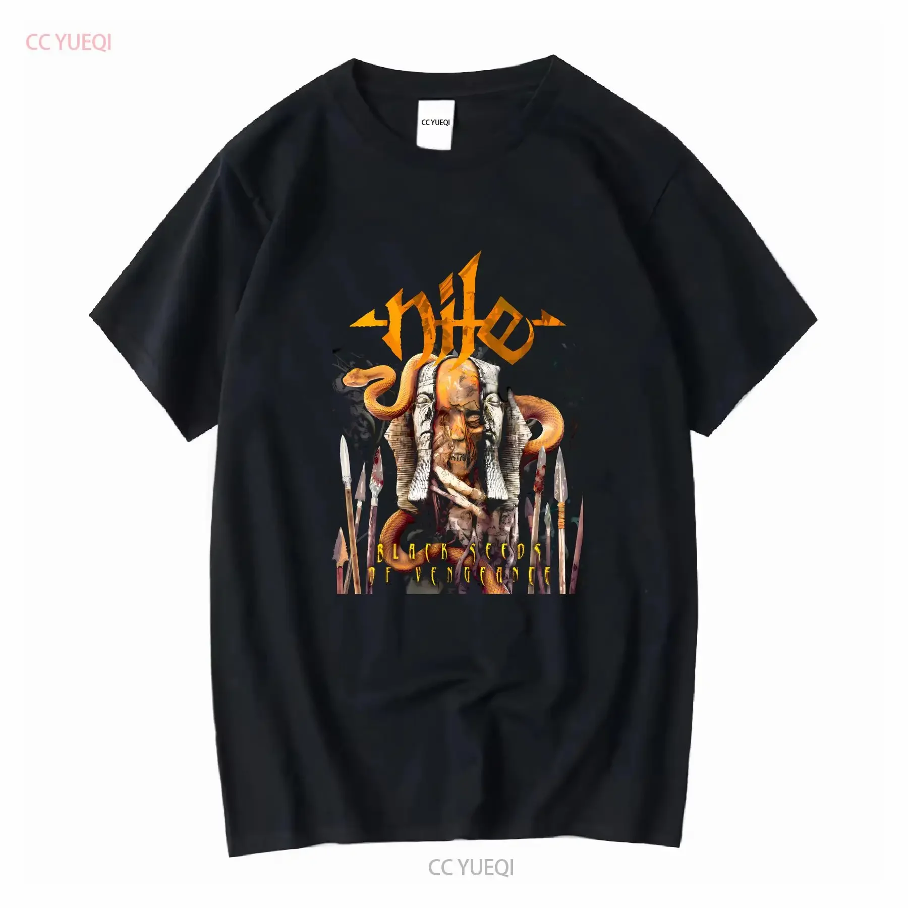 Camiseta de semillas negras de Nilo, suplemento de inmolción de death metal, asfixia, mangas largas o cortas, ropa de diseñador lavada vintage