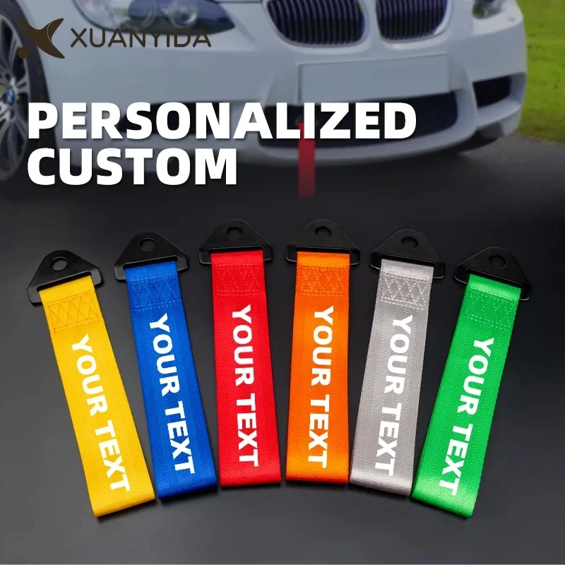 Custom Tow Strap Personalised Customized Your Text Logo Tow Rope Ribbon Auto Car Accessories Trailer Ropes Bumper Towing Strap