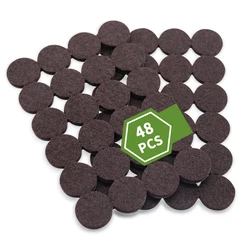 High-End Brown Furniture Mats with 48 Identical Specifications, Round, Used for Hardwood Floor Protection, Self-Adhesive Furniture Floor Protection Felt Mats
