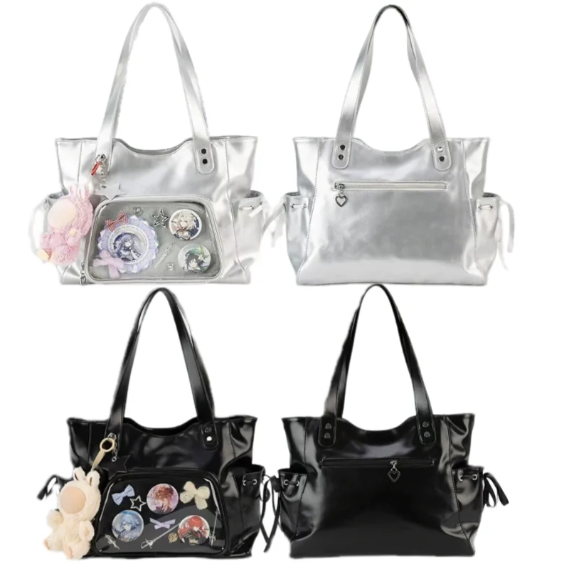 

Japanese Y2k Luxury Multi-pocket Laptop Bag Transparent Display Tote Bag High-quality Pu Material Casual Handbag/shoulder Bag