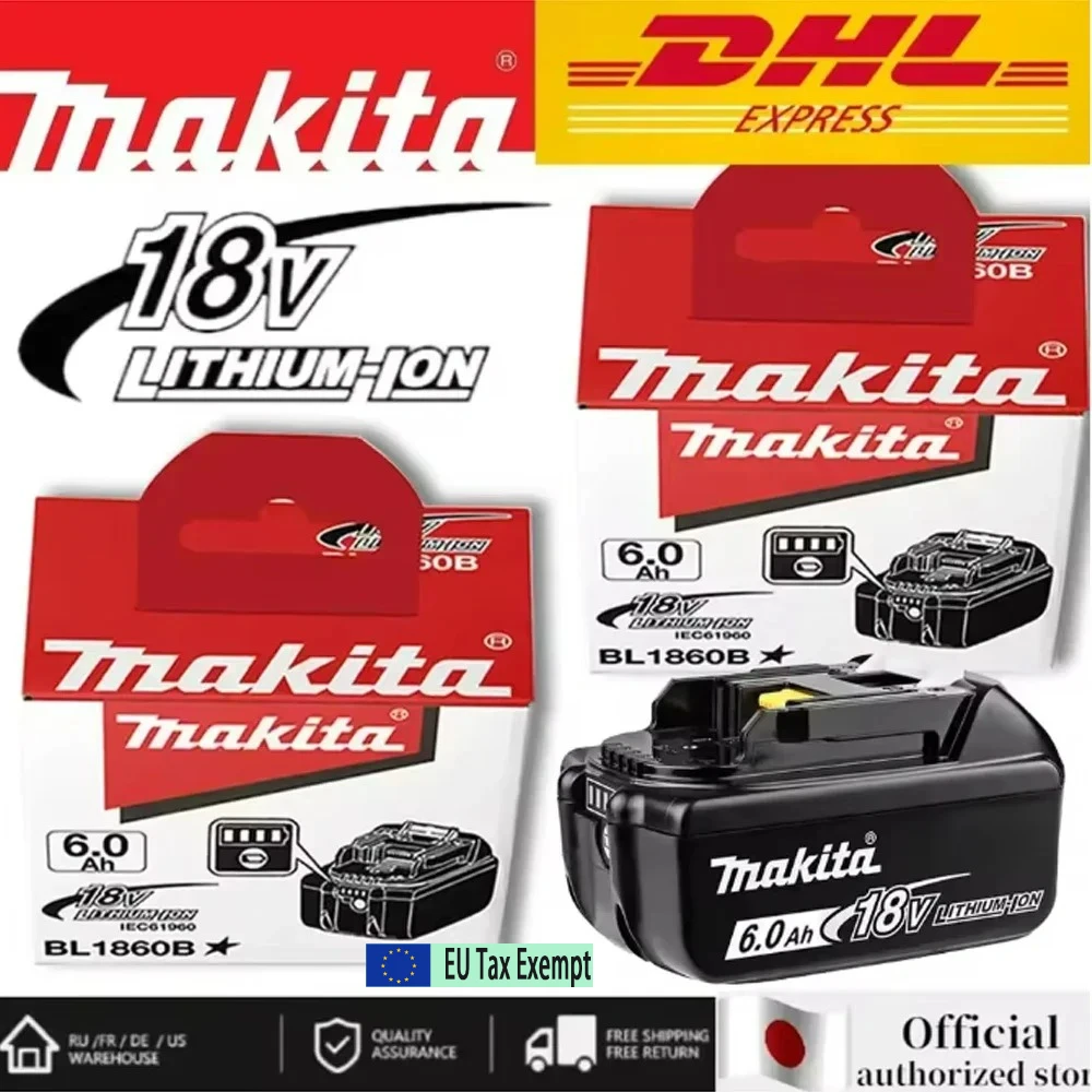 Image of 100% Original Makita 6Ah/5Ah 18V Akku, Makita DHS680Z DTD173 DGA404 DRT50 DTW600 DTD171 Ersatz-Lithium-Akku