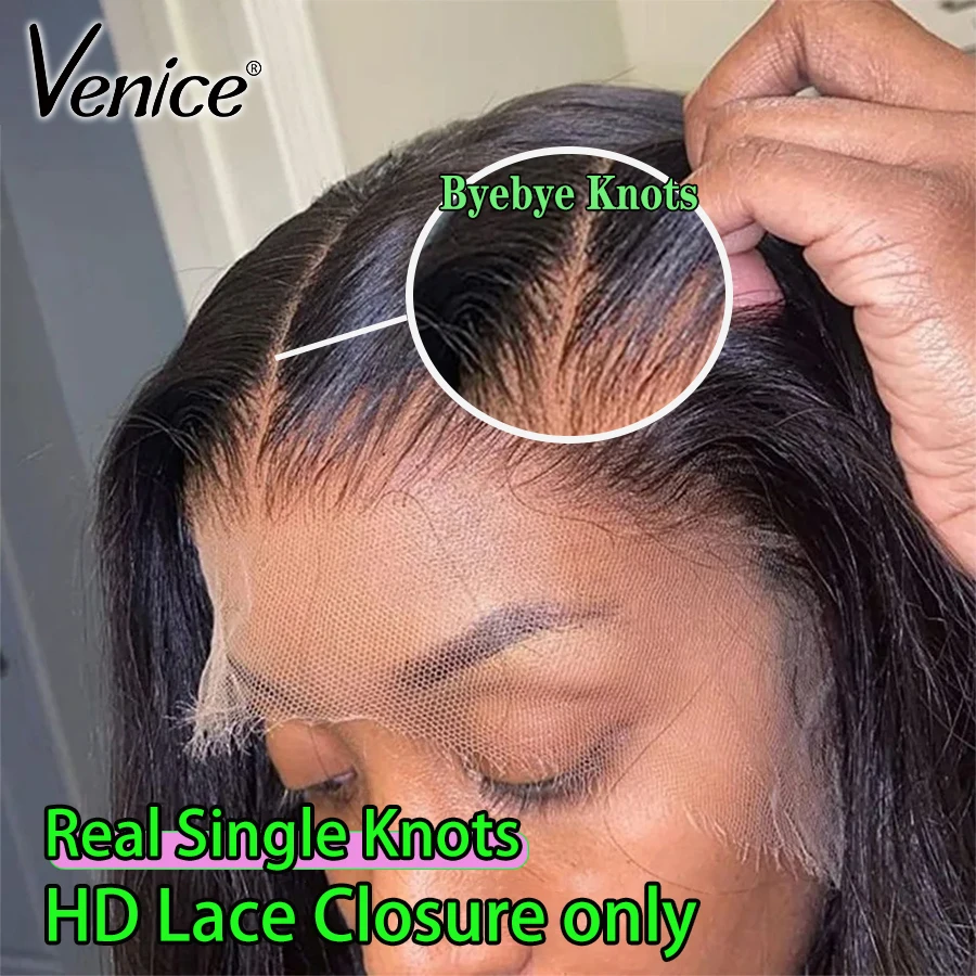 Venice 13x6 Real HD Lace Closure Only Single Knots 5x5 Human Hair Invisible Crystal PrePlucked Hairline Single Mini Byebye Knots