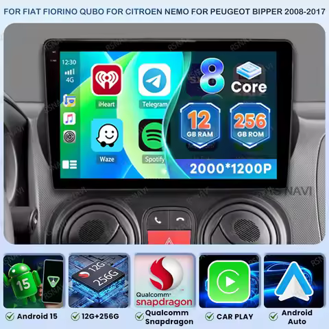 Android 15 Car Radio For Fiat Fiorino Qubo For Citroen Nemo For Peugeot Bipper 2008-2017 Qualcomm Wireless Carplay Auto Stereo