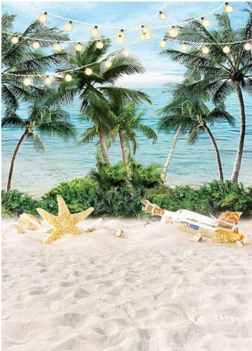 알로하 루아 배경, 열대 하와이 녹색 잔디 꽃 사진 배경, 생일 베이비 샤워 파티 장식 배너