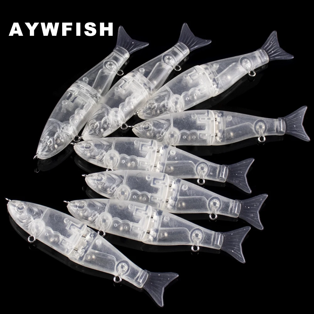 AYWFISH 8PCS/ LOT Unpainted Swimbait Blanks Glide Bait Fishing Lure 9.5CM 9.3G Segment Baby Hard Bait DIY Artificial Slider Bait