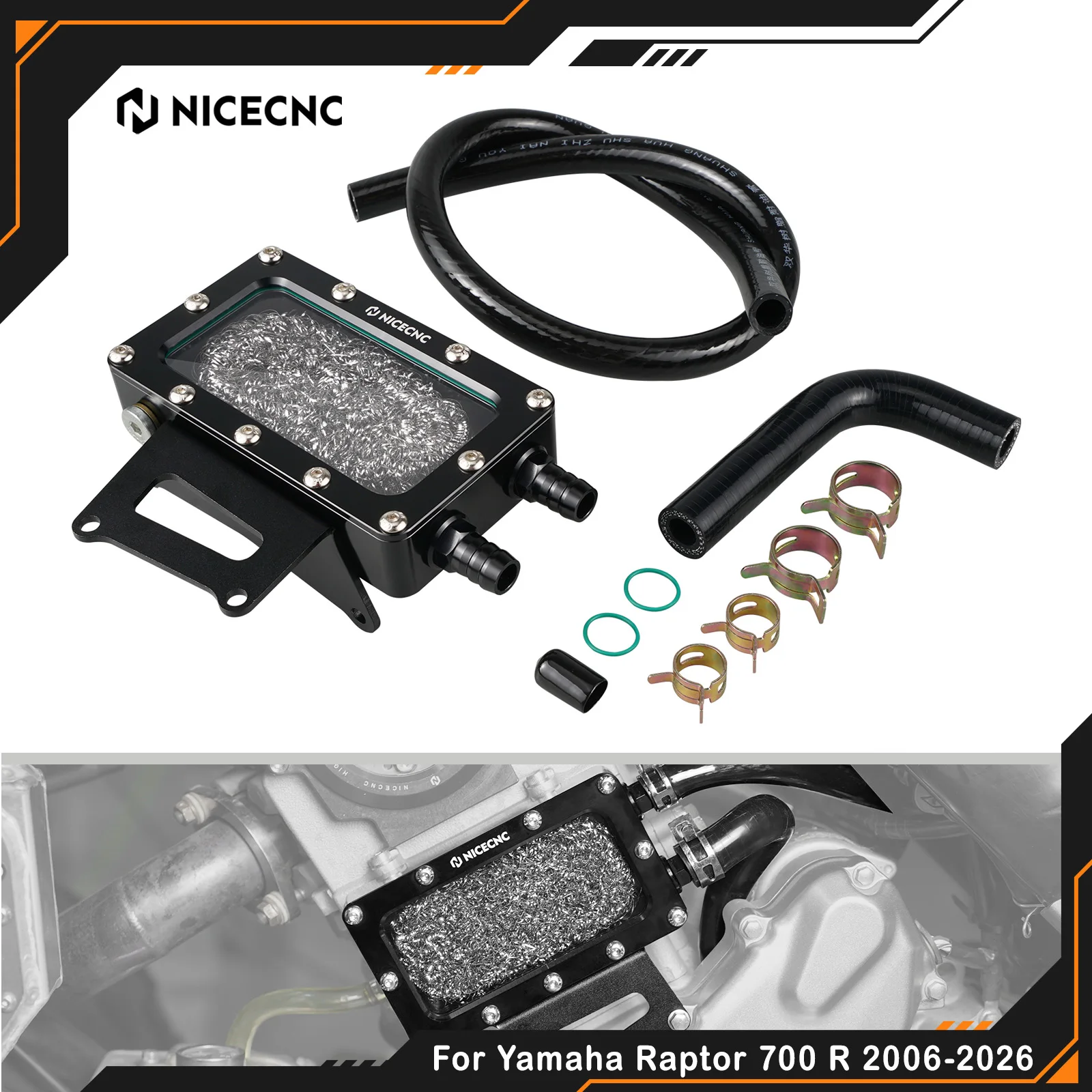 NICECNC For Yamaha Raptor 700 2006-2026 Oil Breather Vent Box Blow Raptor 700R Aluminum Filter & Cool Oil Vapors ATV Accessories