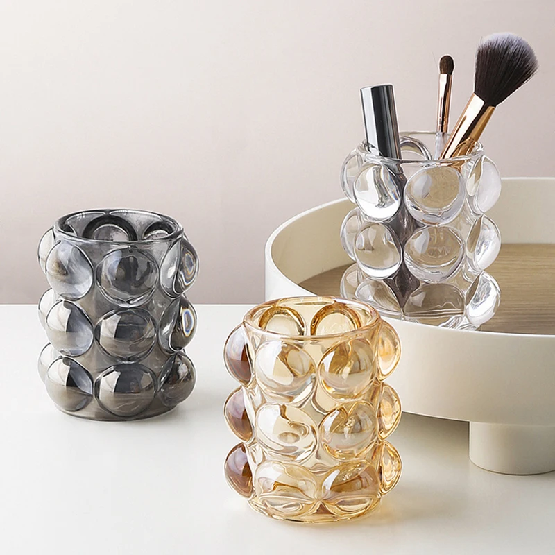 

Multifunction Crystal Glass Pen Holder Ornaments Nordic Ins Ball Makeup Brush Storage Bucket Coffee Cup Glass Cup