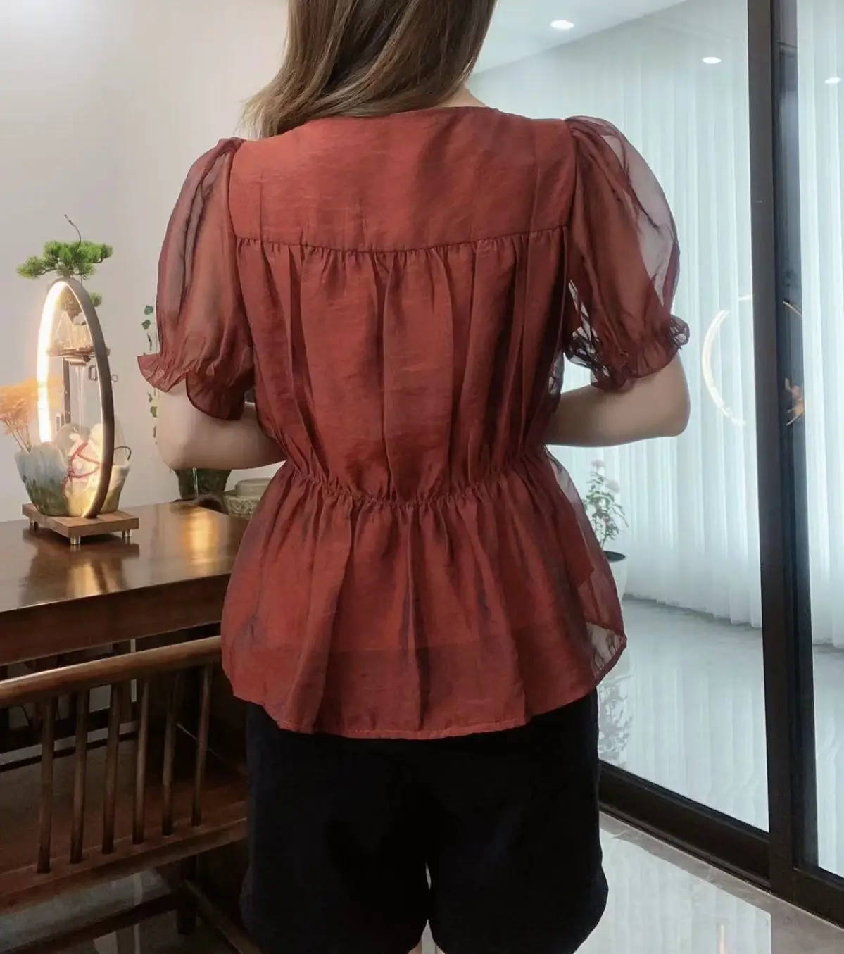 Summer Outfit New Chiffon Shirt with Fashion Short Sleeve Top Lish Age Reducing Waist Cinching Slim Versatile Small Shirt