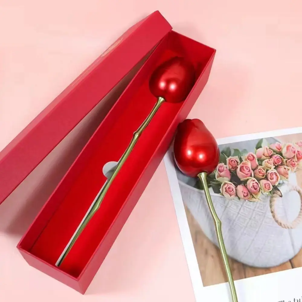 Romantic Simulation Rose Ring Box Velvet Red Jewelry Storage Box Pendant Packaging Portable Gift Display Box Holiday Gifts
