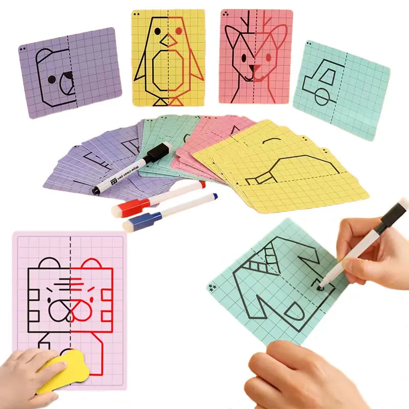 Children Trace Board Cute Cartoon Plaid Graphic Painting Toys Fine Motor Skills Writing And Erasing Pen Control Learning Board