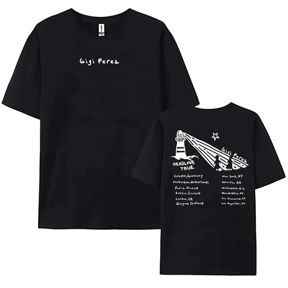 Gigi Perez Lighthouse Tour Black T-Shirt Women Clothing At The Beach, in Every Life 2025 NEW Tshirt Streetwear Summer Cotton Tee