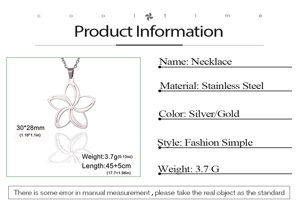 COOLTIME Filigrane Blumen Anhänger Halskette für Frauen Edelstahl Mode Blume Paar Halskette Schmuck Geburtstagsgeschenk – Detail 4