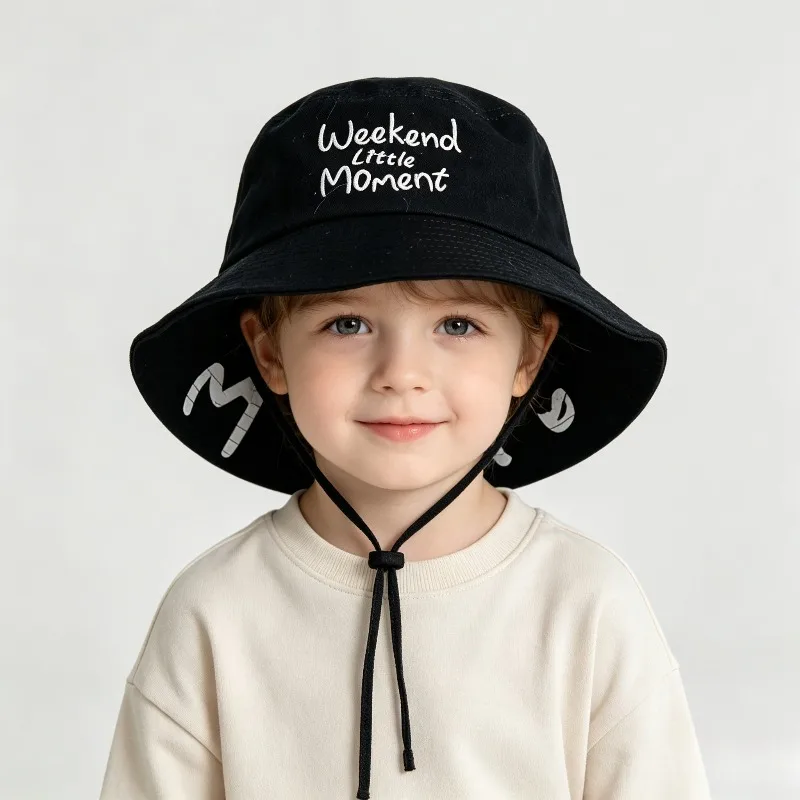 Sommer-Kinder-Baumwoll-Bucket-Hut im amerikanischen Hip-Hop-Stil mit bedruckten Buchstaben, Street-Graffiti, UV-Schutz, Fischerhut – Detail 5