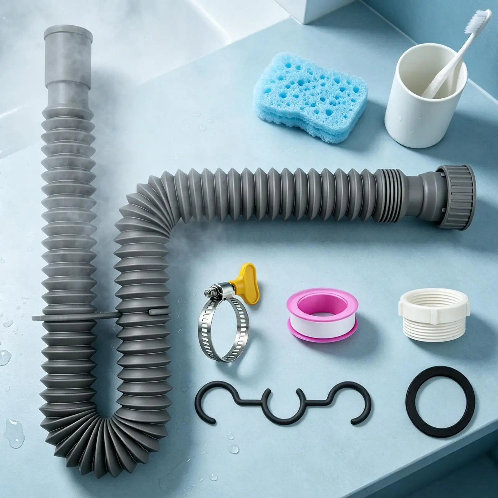 Plug-in and Use Extended Hose Thickened Anti-corrosion and Deodorant Bathroom Sink Drain Pipe Washbasin Corrugated Plastic Pipe