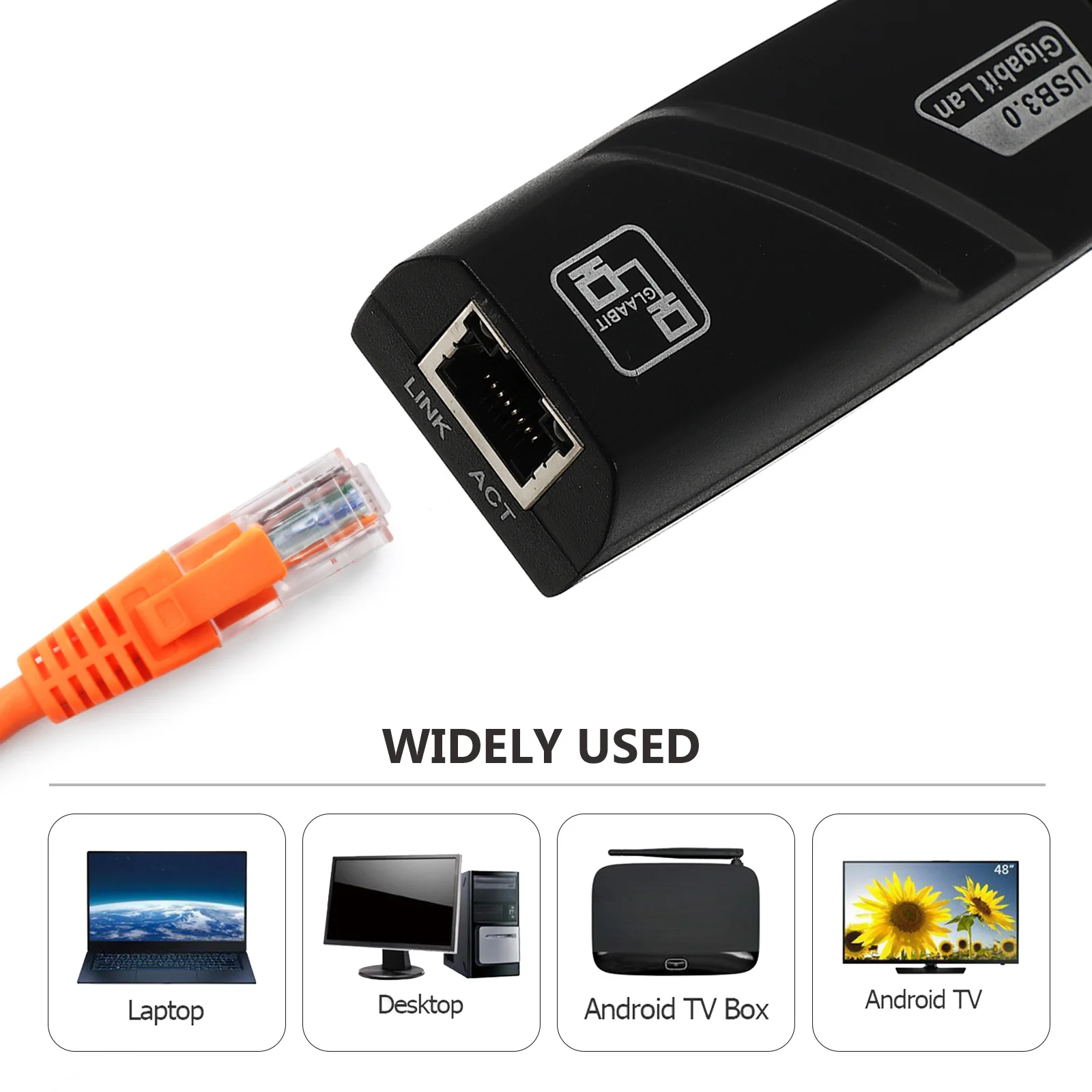 Lan Ethernet Adapter for 3 Or Stick Automatic Connection No Configuration Required Hard Wire USB Port Black