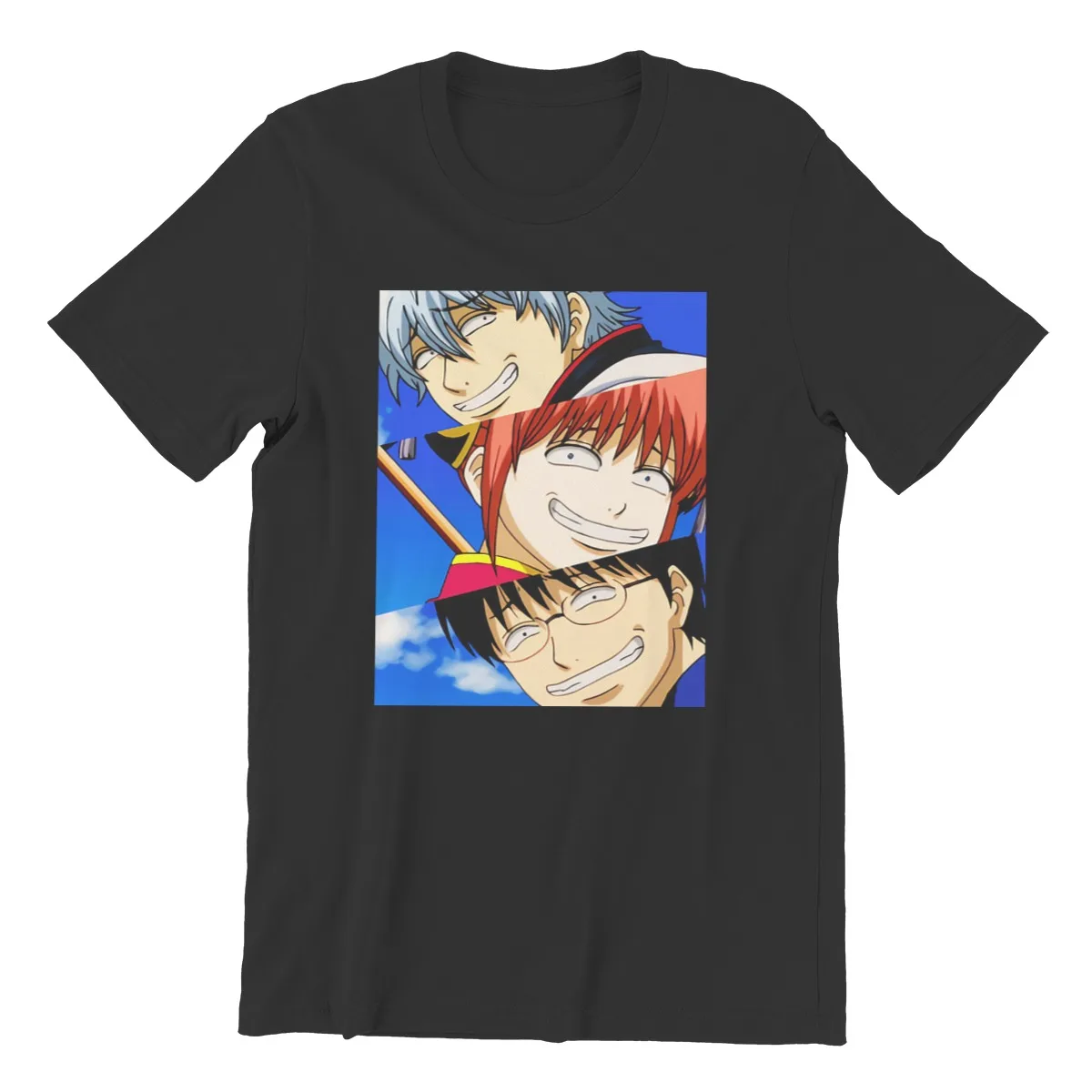 Men GinTama Yorozuya Sakata Katsura Amanto Anime T-Shirts Funny Tops Cool Pure Cotton Tees Harajuku TShirt