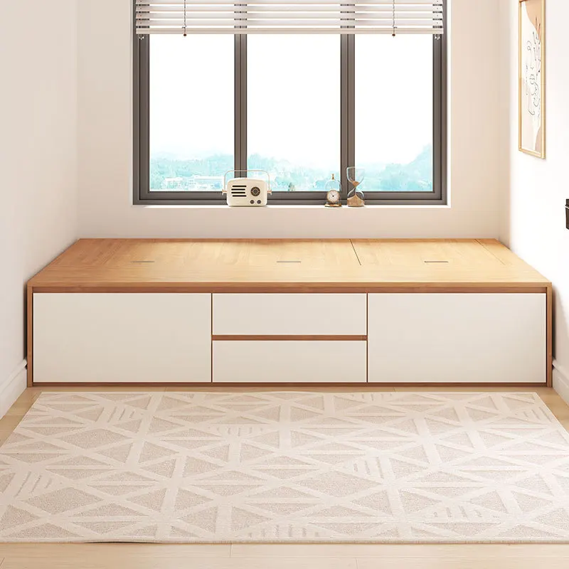 Modern simple small apartment high box storage bed, tatami wardrobe integrated, multi-functional storage head single bed