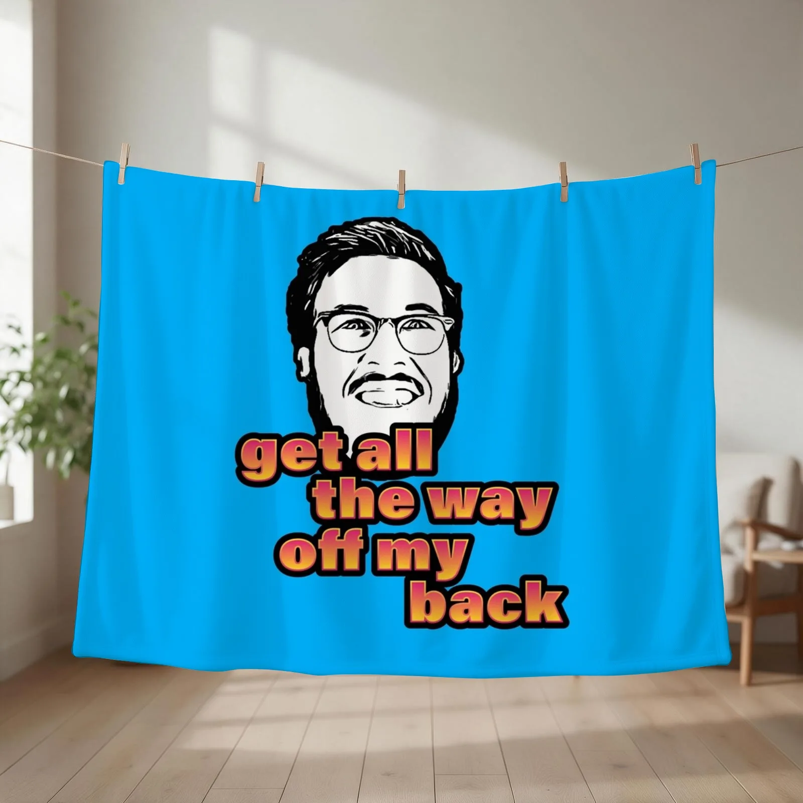 Pitch Meeting - Get all the way off my back - PINK YELLOW Throw Blanket couch cozy soft plush fuzzy picnic outdoor blanket