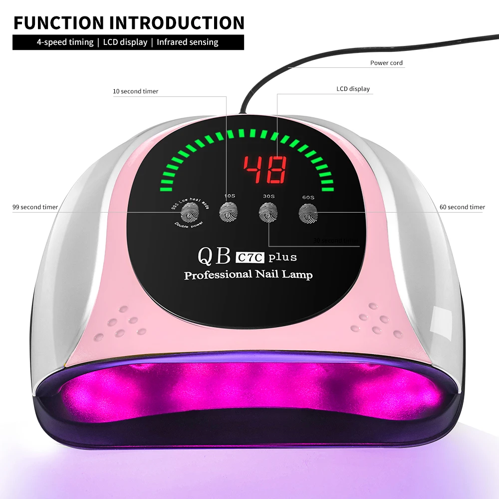 UV 네일 램프 LCD 대형 스크린 네일 드라이어, 자동 센서 포함, 57 LED, 모든 젤 건조 네일 광택제 도구 경화에 적합