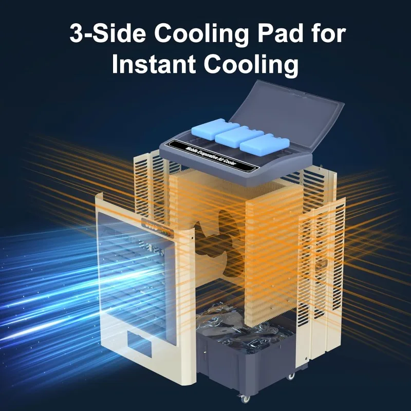 41" Swamp Cooler, 4800 CFM Evaporative Air Cooler with 10.6 Gallon Water Tank, Portable Outdoor Air Conditioner image 3
