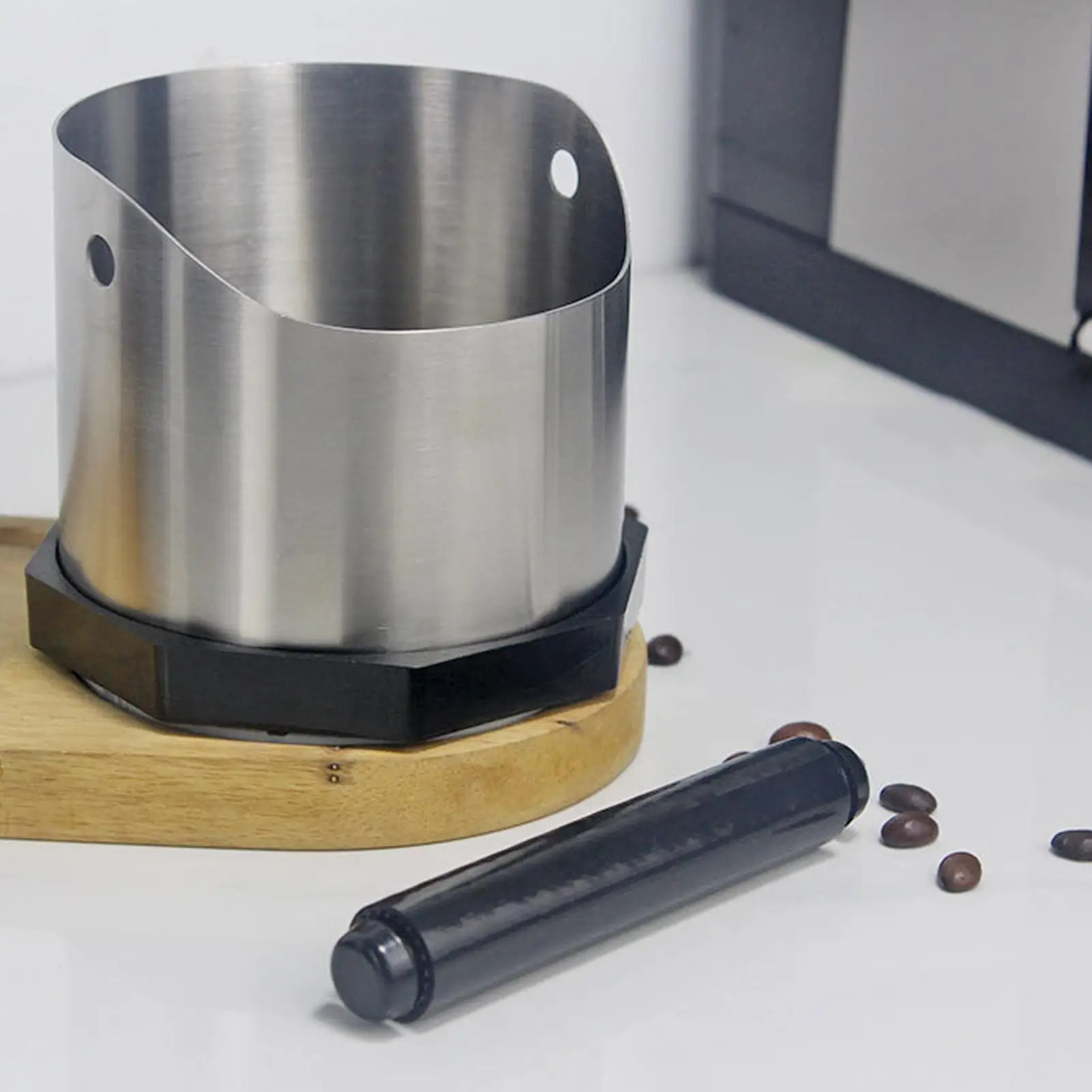 

Knock Box Stainless Steel Bin With Non-Slip Base 750ml Coffee Grounds Waste Bin For Home Countertop Bar Hotel Cafe Office