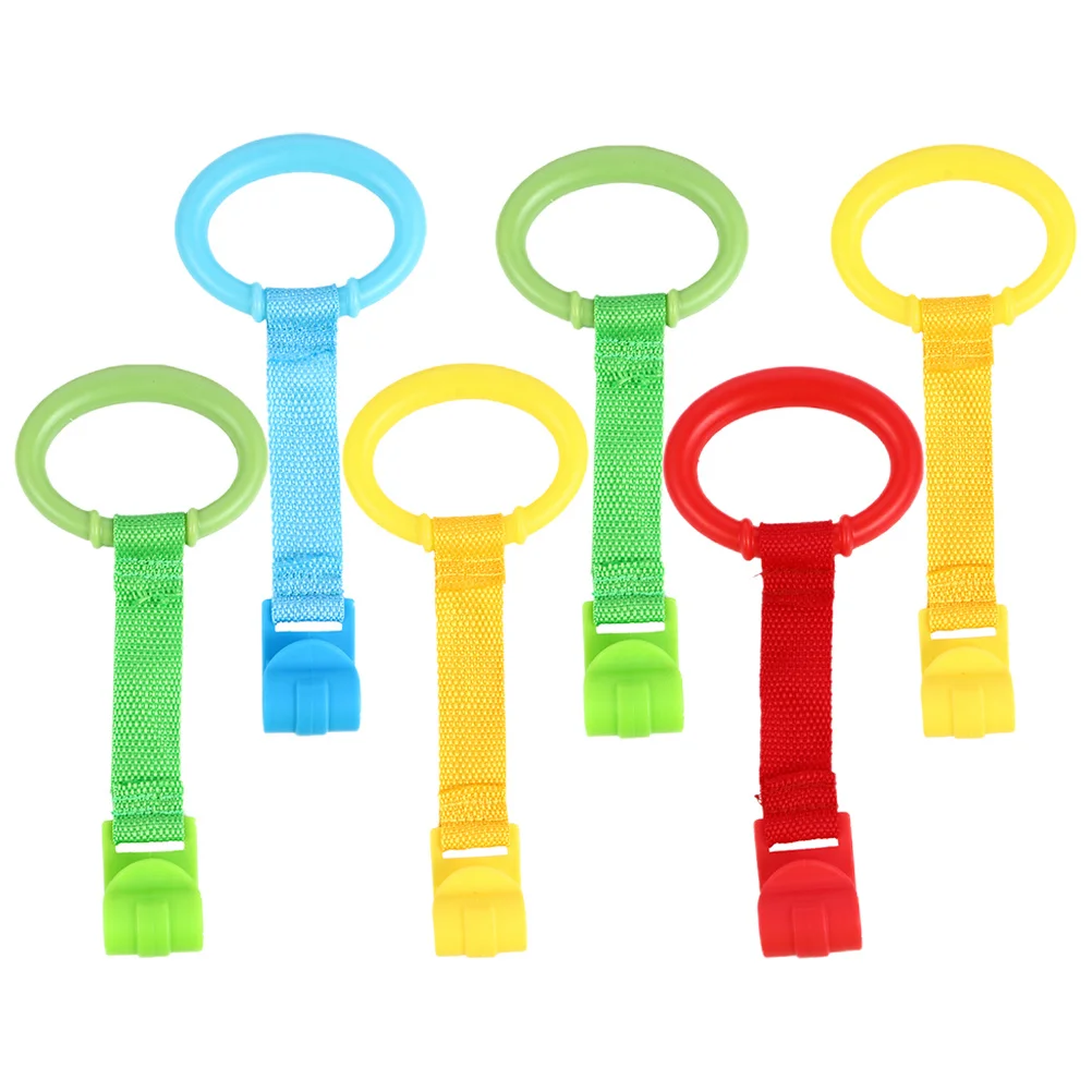 6 قطع من حلقات سحب الأطفال ذات حواف ناعمة وقبضة مريحة وسرير تدريب للمشي للأطفال أدوات تعلم حلقة سحب للأطفال #6