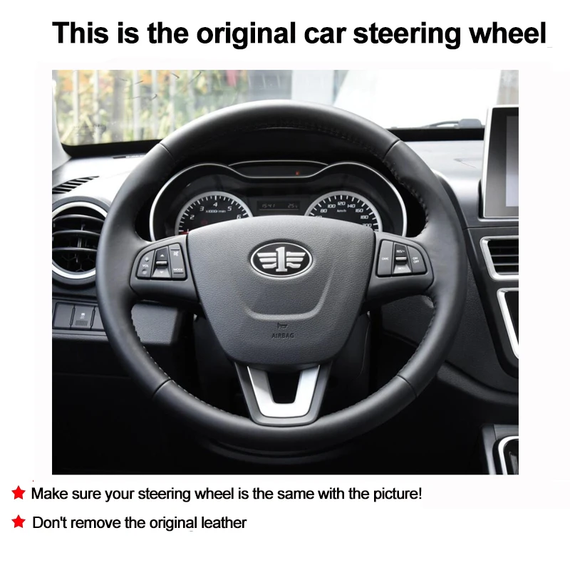 Hand Sewing Auto Car Steering Wheel Cover For Faw Besturn X40 B50 2016 - 2020 Volant Wrap Braid on Steering-Wheel 2019 2018 2017