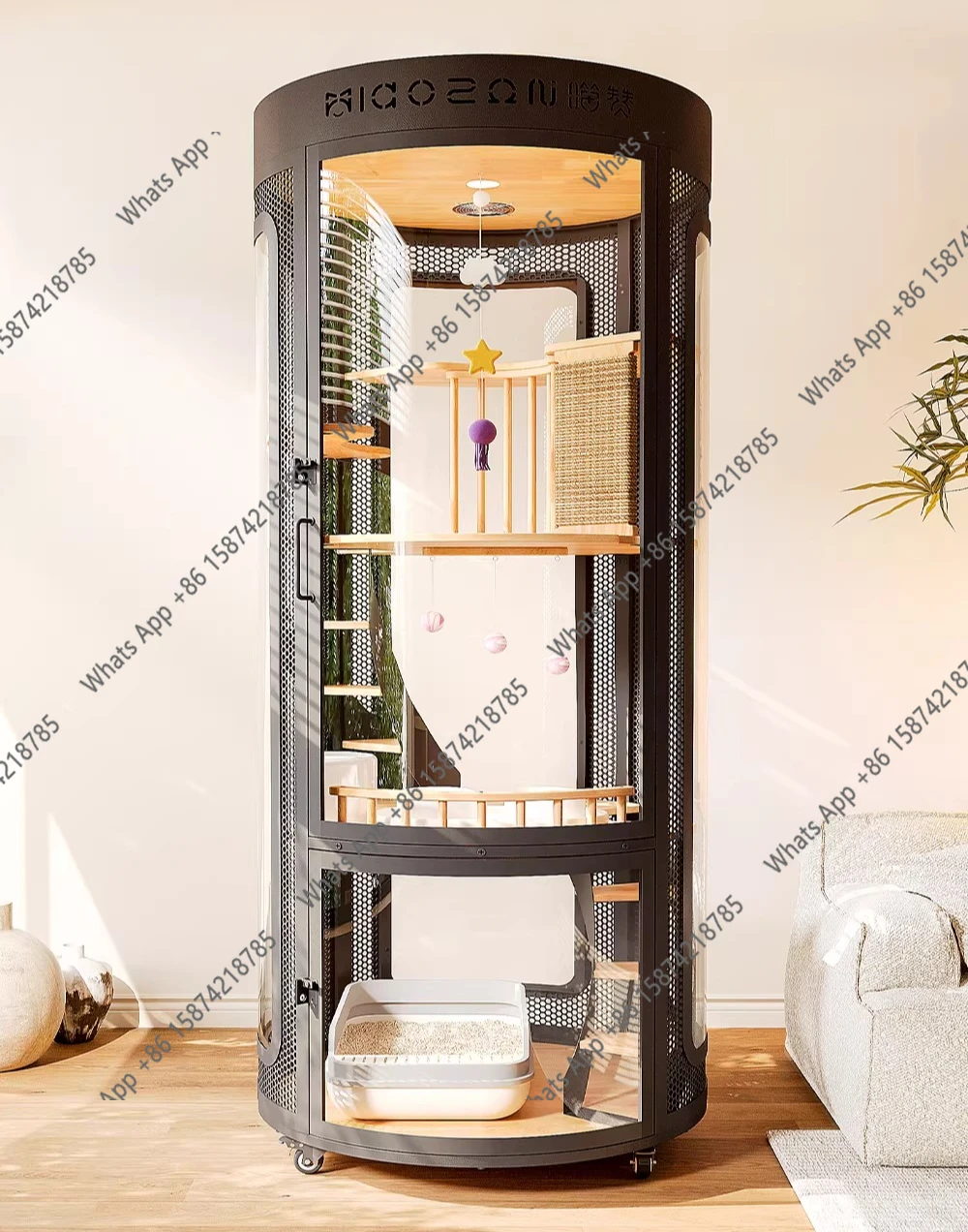 Panoramic cat villa oversized luxury cat cage household display cabinet nest cat toilet integrated