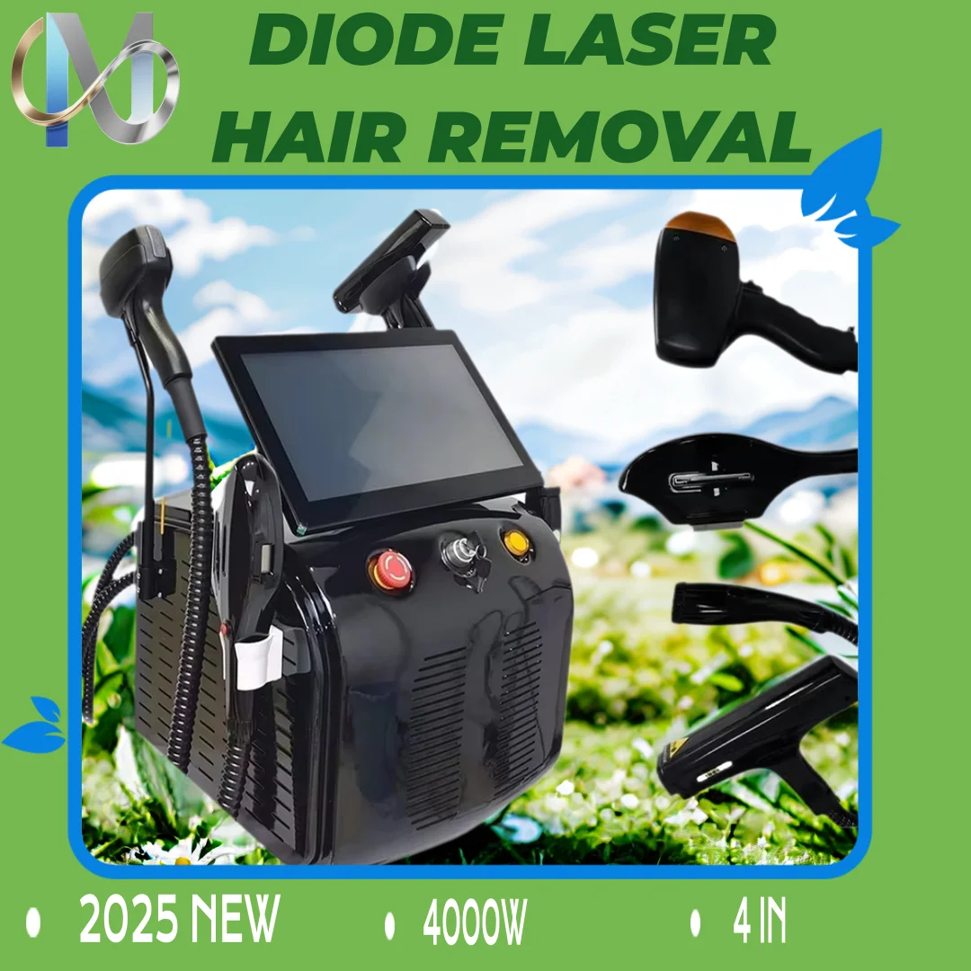 

Диодный лазер 808 для удаления волос: сопрано-титан 2025 4-х волн, безболезненное, постоянное, портативное устройство 4000 Вт.