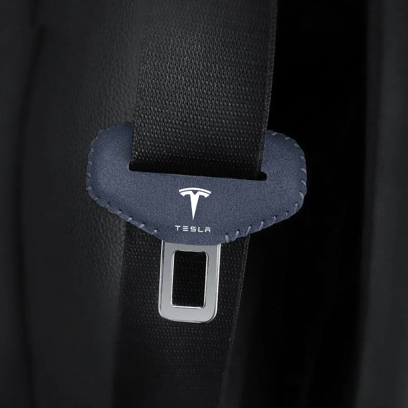 Suede Car Seat Belt Buckle Clip Cover Protector Case For Tesla Model 3 Model S Model X Model Y Roadster 2017 2018 2019 2020 2021