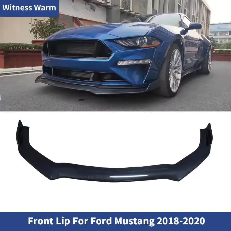 Becquet de lèvre avant en Fiber de carbone, séparateur de becquet, pelle avant pour Ford Mustang 2018 – 2020