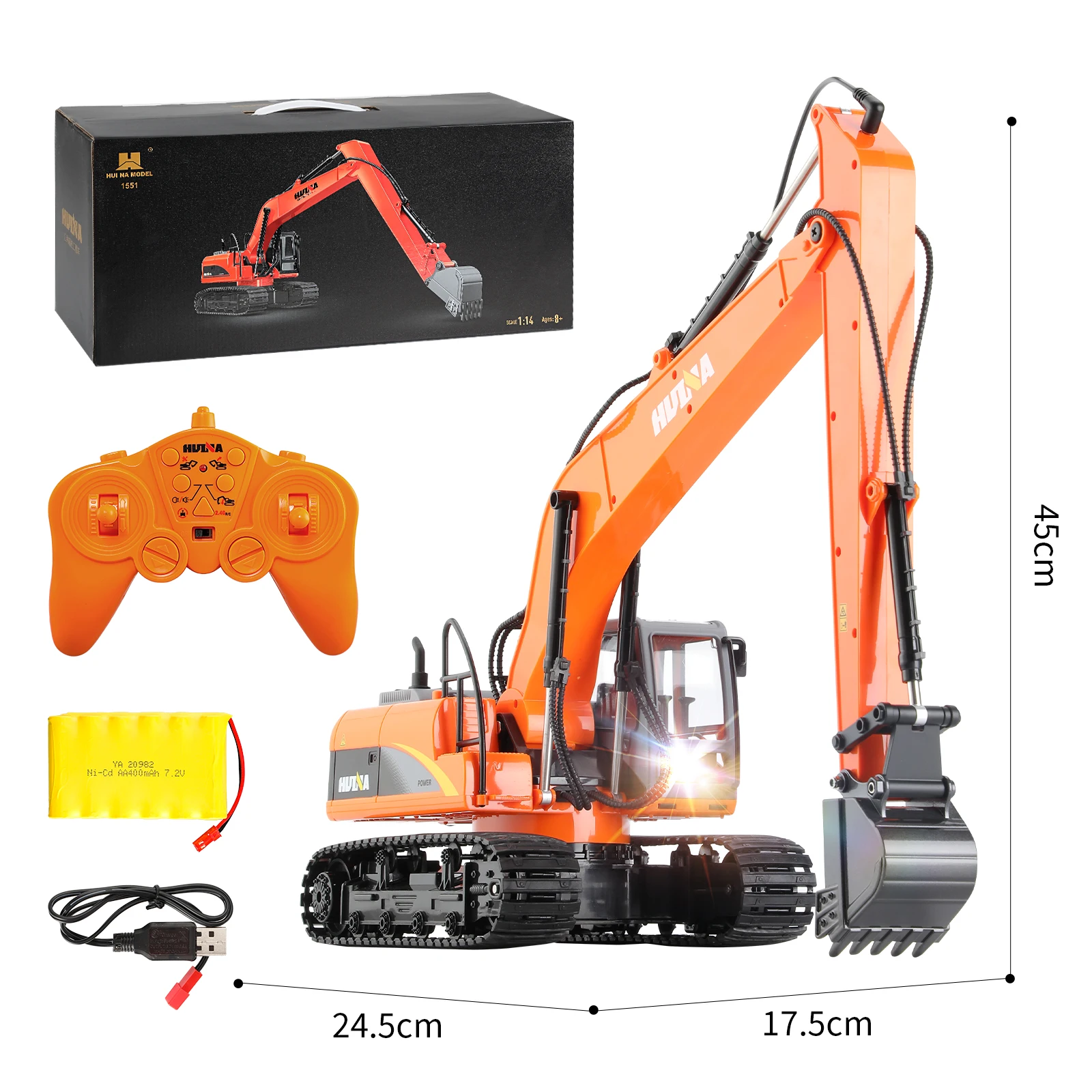 1/14 RC Excavator Truck 15CH 2.4GHZ Alloy Professional Remote Control Engineering Construction Vehicle Children\'s Toy Gift