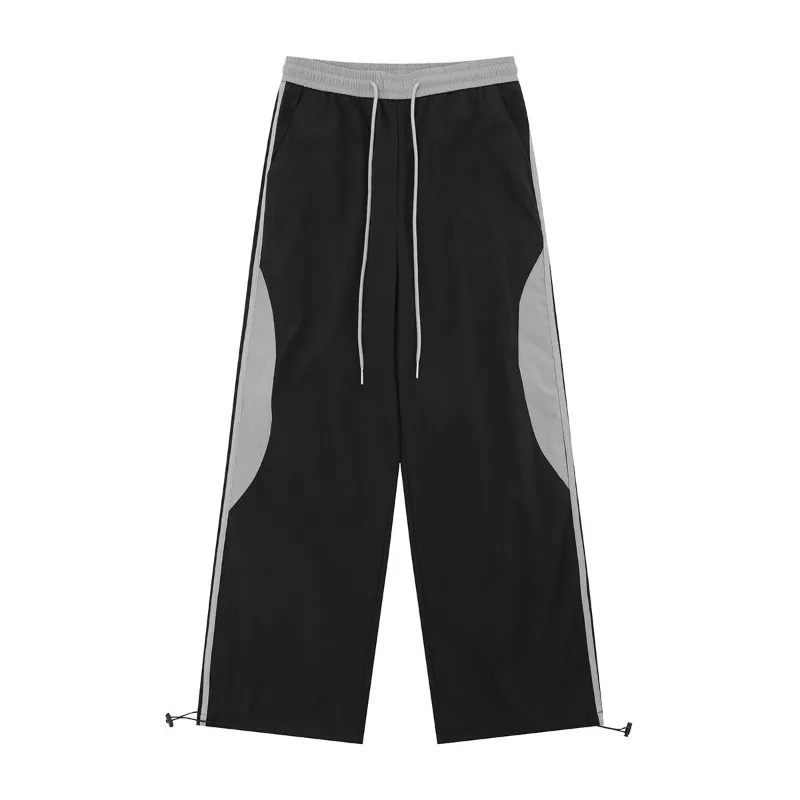 Pantaloni da donna minimalisti per il pendolarismo primavera estate tasche con coulisse impiombate pantaloni larghi Casual a vita alta dritti larghi