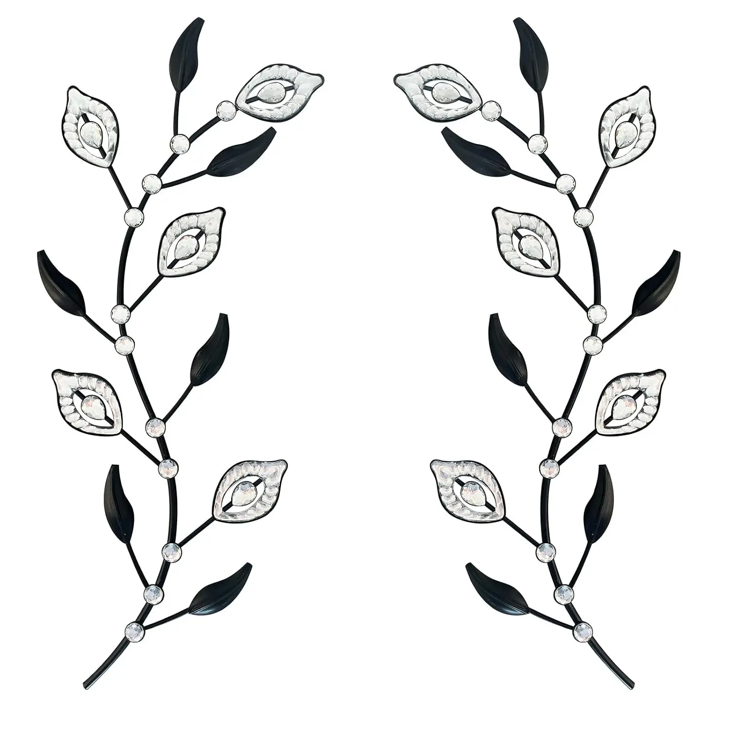 2 Set Metal Tree Leaf Wall Art for Home Decor Living Room Bedroom Dining Room Bling Rhinestone, 3D, Iron Branch, Customized