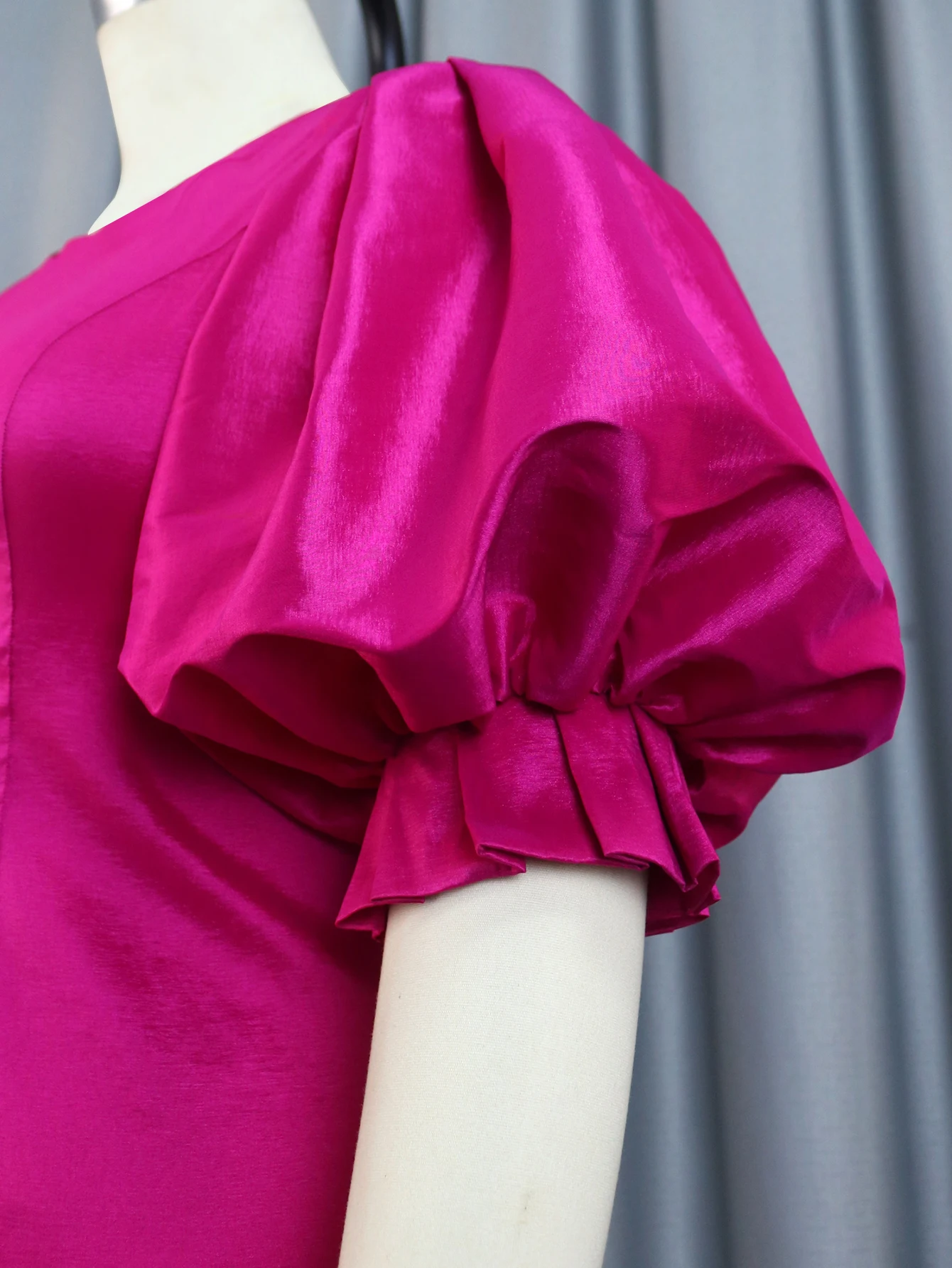 Cute Pink Blouse Tops for Women Summer Shiny Ruffles Lantern Sleeve Sweet Large Size Shirt Elegant Office Wear Trendy Clothes