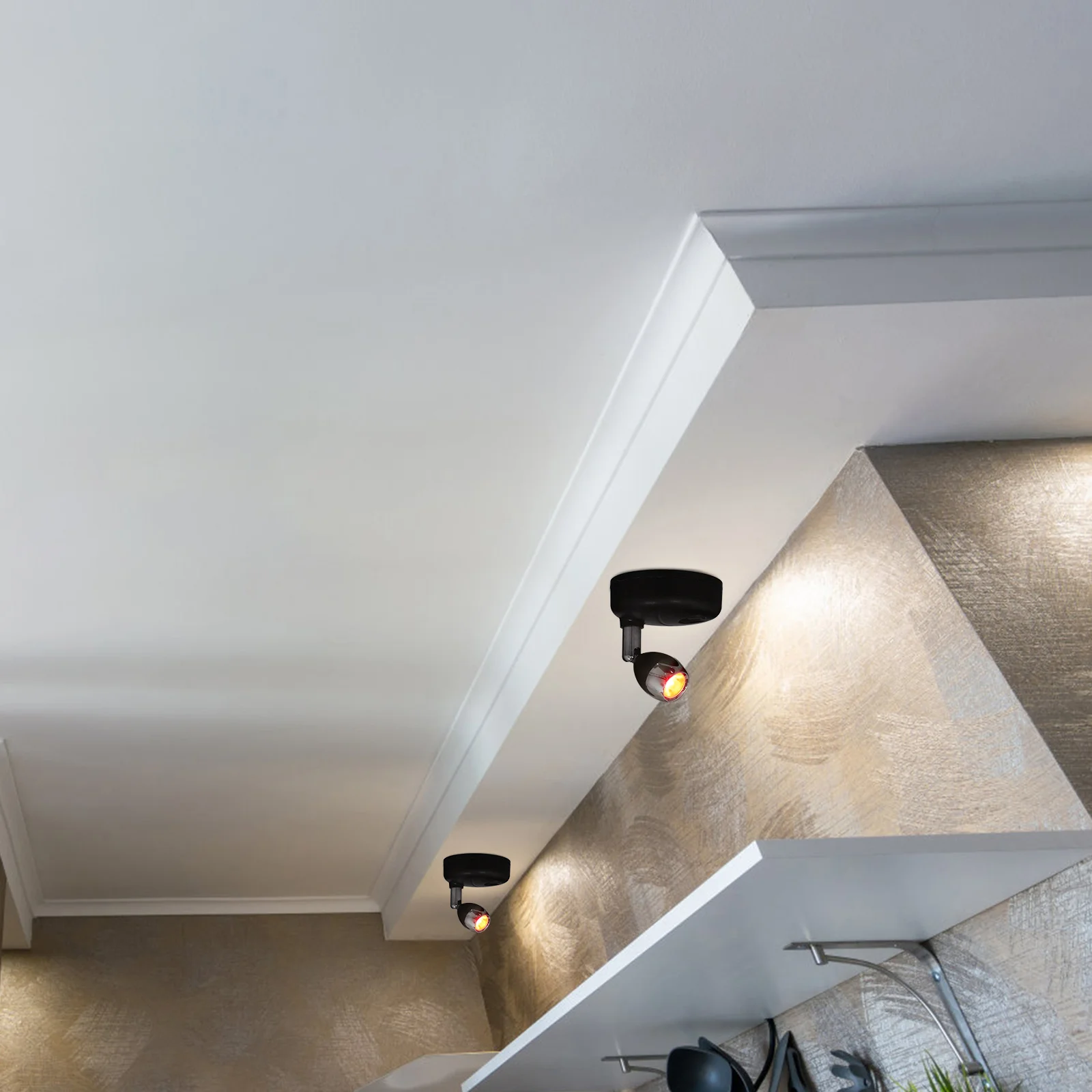 2 Pcs Spotlight Adjustable Night LED Lights Indoor Small Spotlights for Displays Set Black