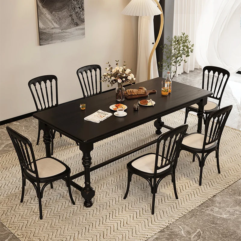 

Retro solid wood dining table, home high-end desk, rectangular dining table