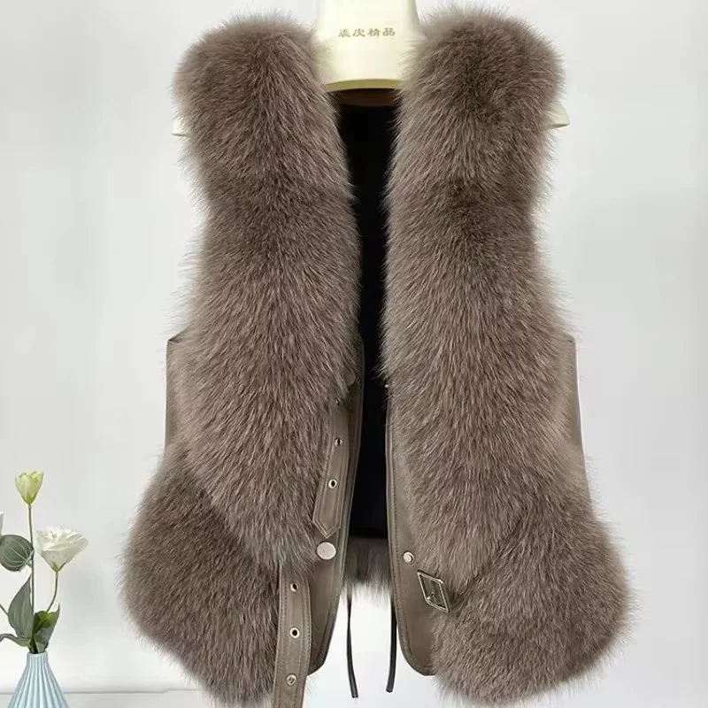 High Quality Imitation Fox Fur Vest Jacket Women Fur Vest Jacket 2025 New Winter Waistcoat Short Fur Vest Female Vestcoat Tops