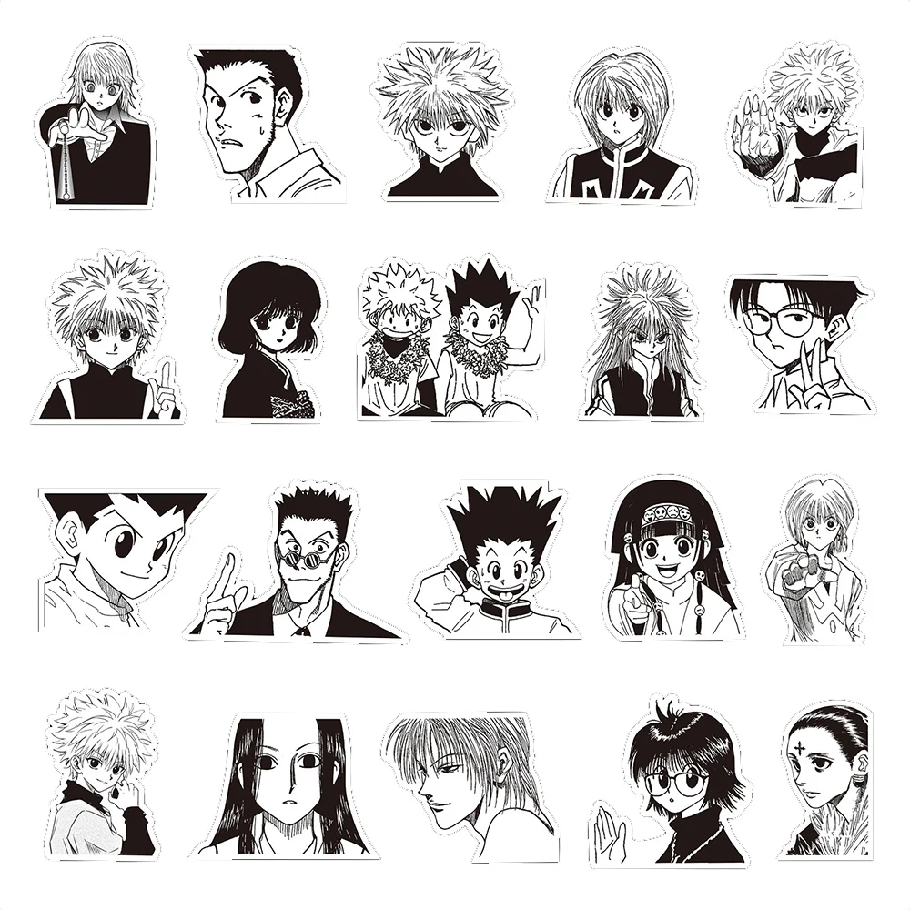 10/30/70pcs Anime HUNTER×HUNTER สติกเกอร์ Cool สีดําและสีขาวมังงะ Graffiti Decals DIY โทรศัพท์แล็ปท็อปสเก็ตบอร์ดสติกเกอร์การ์ตูน