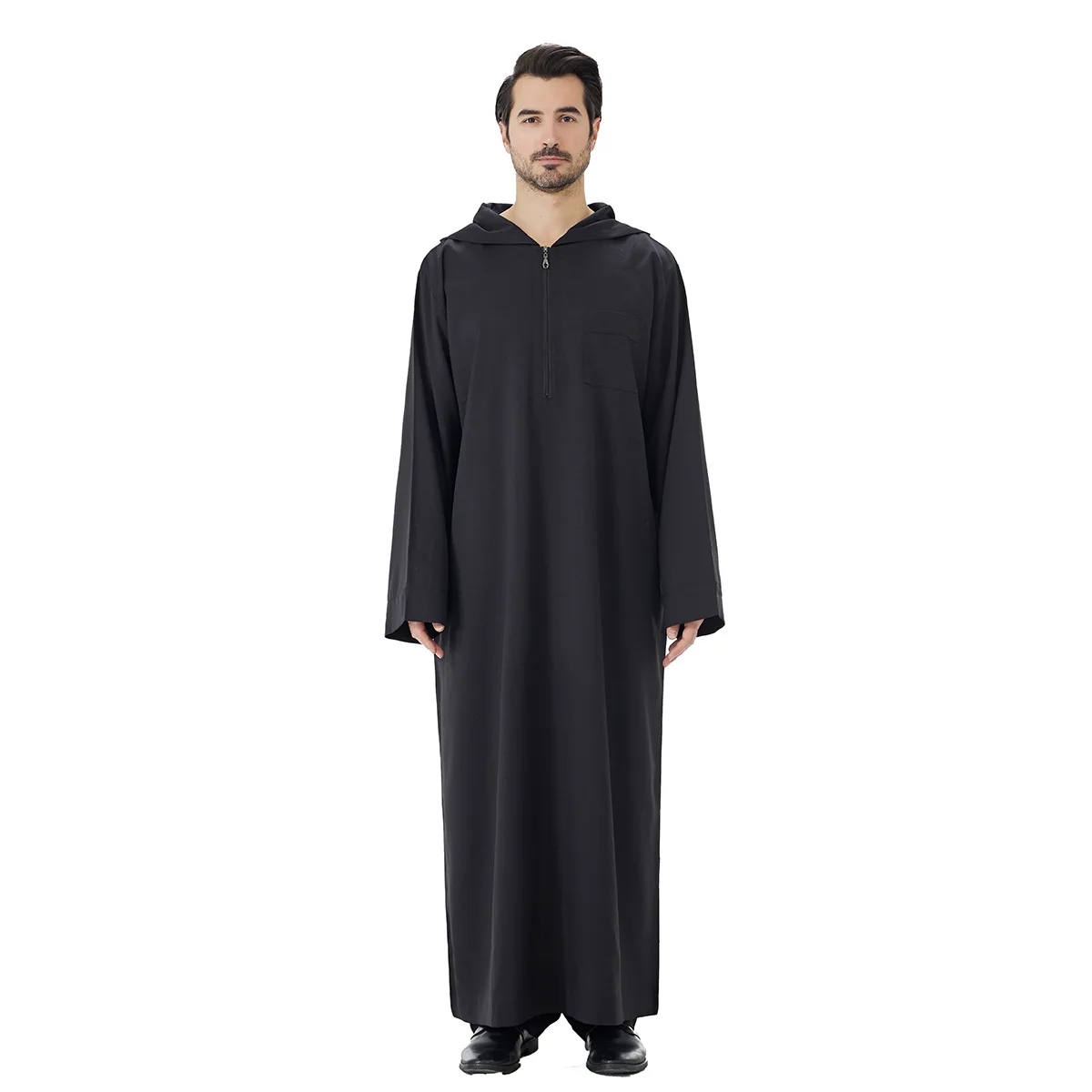 

Men Muslim Dress Hooded Abaya Long Sleeve Arabic Robe Saudi Jubba Thobe Thawb Caftan Daffah Dishdasha Islam Clothing Musulmane