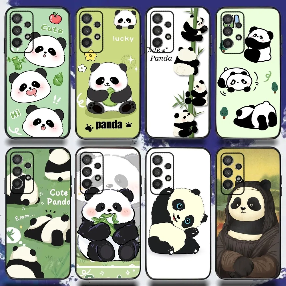 Animal Cartoon FuBao Panda Phone Case For Samsung S21,S22,S23,S30,Ultra,S20,Plus,Fe,Lite,Note,10,9,5G Black Soft Cover