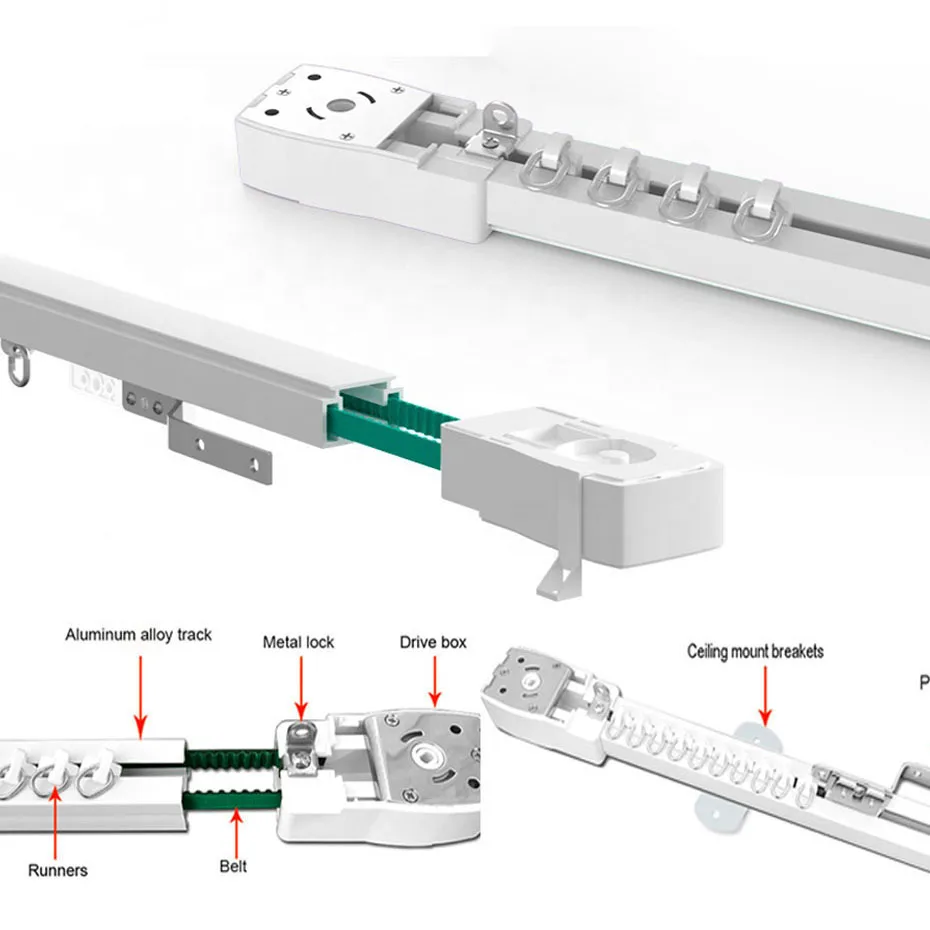 Ewelink-Moteur de rideau intelligent électrique wifi, avec assistance vocale, compatible avec Yandex Alice, Alexa et Google Assist