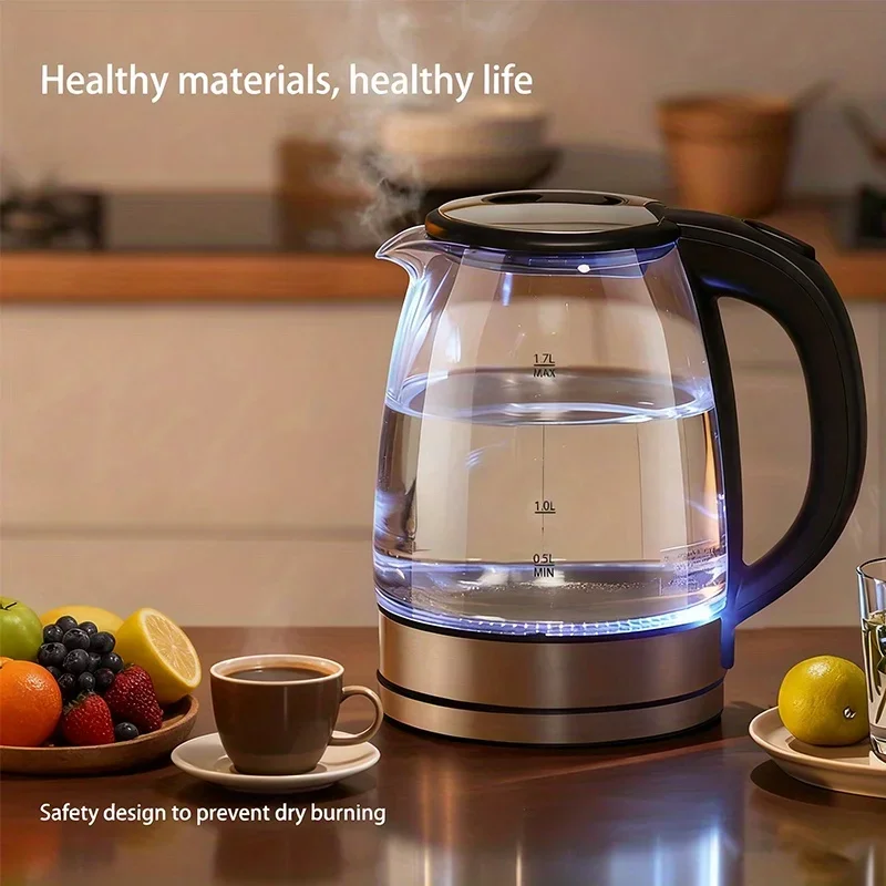 

Electric Kettle, 67.63oz Large Capacity, Glass Electric Kettle, 1000W High Power, Anti-dry Burning And Rapid Heating, Suitable