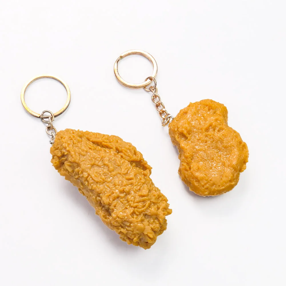 Fried Chicken Simulation Food Keychain French Fries Drumstick Chicken Nuggets Key Chain Restaurant Client Gift Chef Cook Keyring