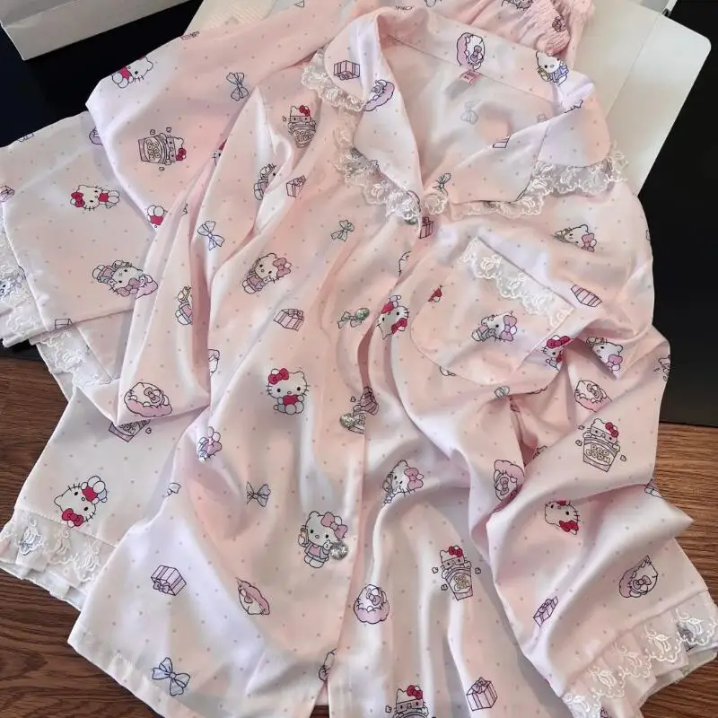 

Модный женский комплект пижамы с длинными рукавами и брюками в стиле аниме, весенне-осенний, новый стиль, молодежный комплект, домашняя одежда для студентов, кавайный дизайн.