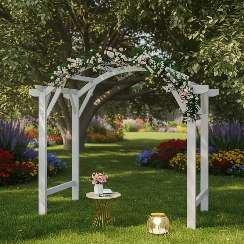 Garden Buildings Outdoor Courtyard Villa Garden Balcony Removable White Wood Pavilion Grape Trellis